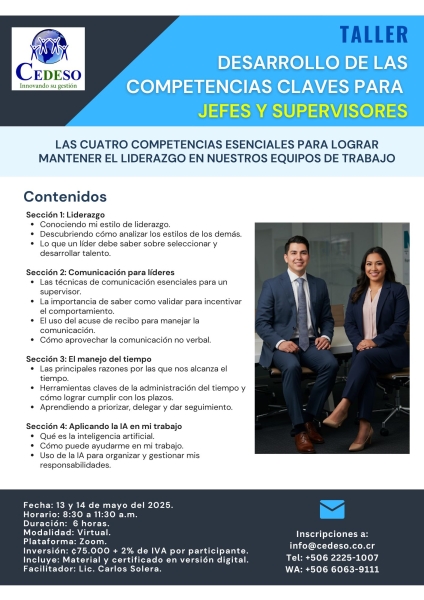 Desarrollo de las competencias claves para jefes y supervisores -2025