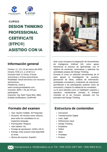 Design Thinking Professional Certificate DTPCR asistido con IA V1