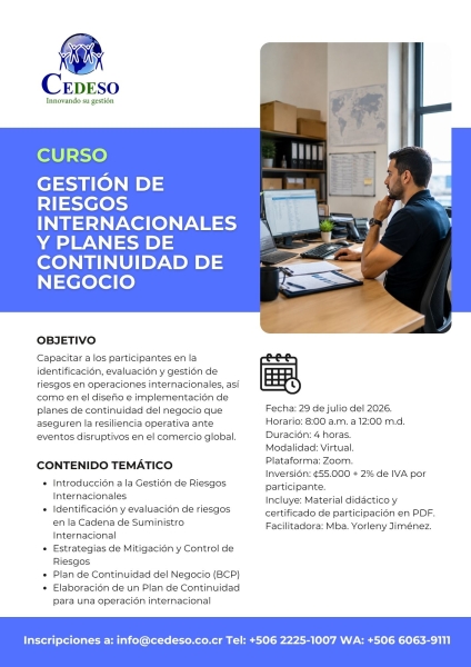 Gestion de riesgos internacionales y planes de continuidad de negocio