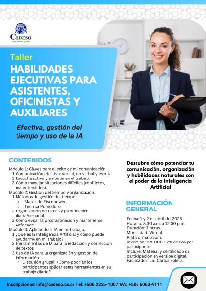 Habilidades ejecutivas para asistentes oficinistas y auxiliares - 2025